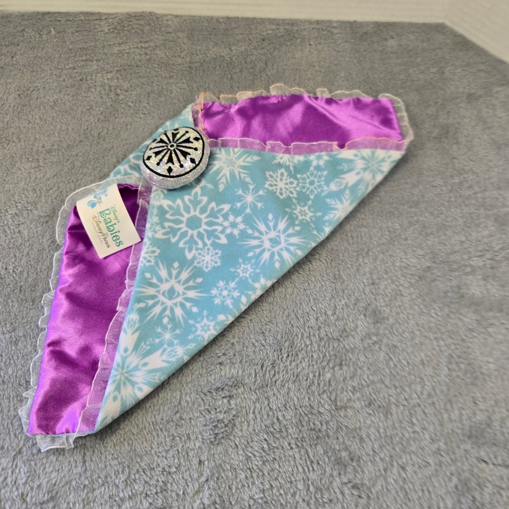 Disney Parks Babies Frozen Elsa Snowflake Swaddle Blanket Purple Satin Ruffle